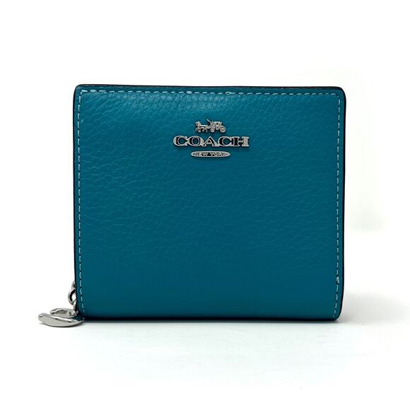 Coach Snap Wallet in Teal Leather C2862 - Picture 1 of 10